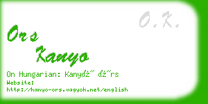 ors kanyo business card